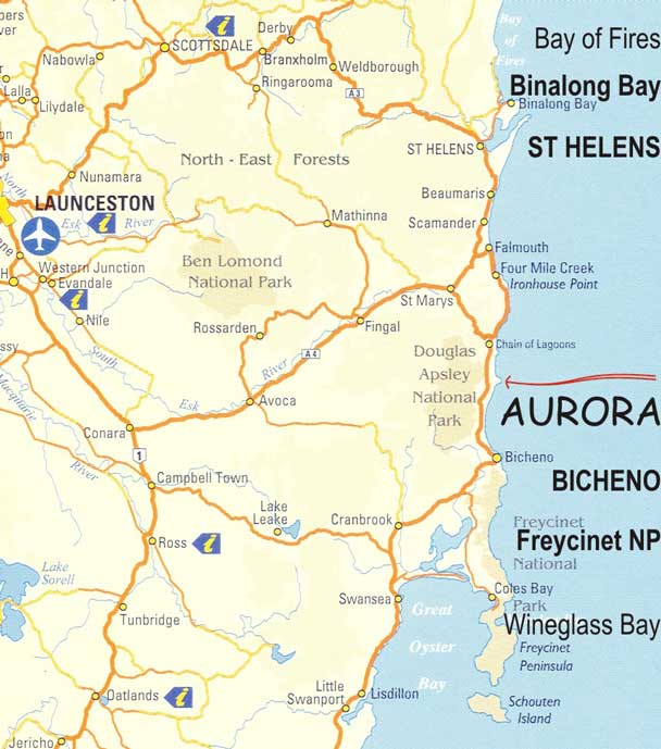 Aurora East coast map